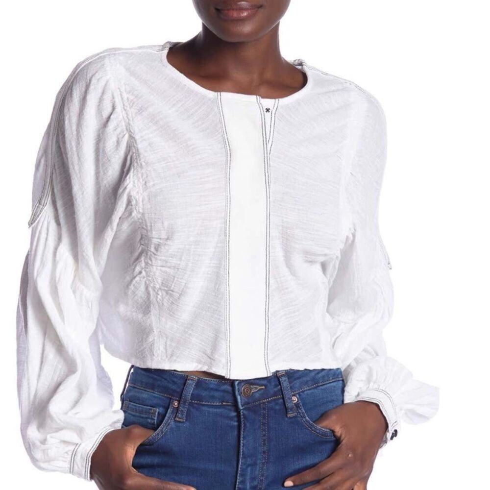 Free People Balloon Sleeve Blouse/Top